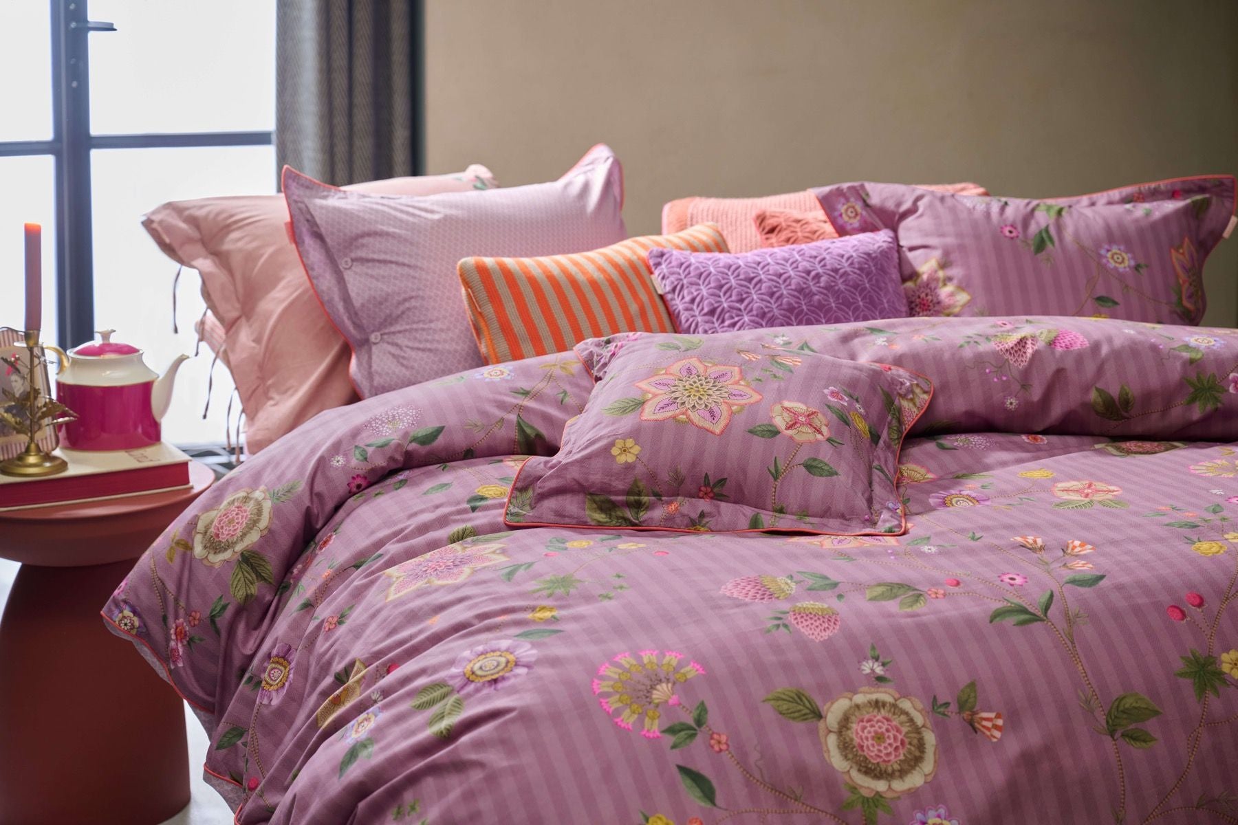 Pip Studio Flores Bailando Purple – Παπλωματοθήκη 220×260 cm + 2 Μαξιλαροθήκες