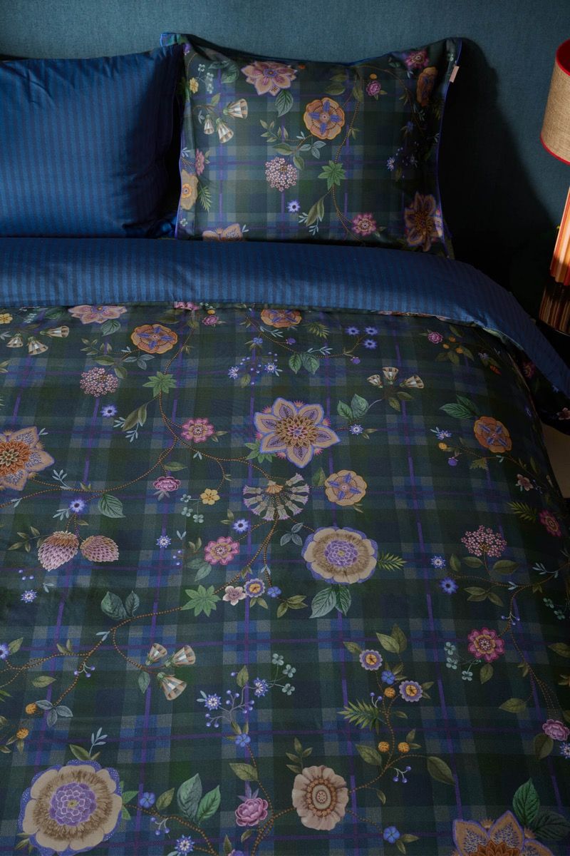 Pip Studio Flores Felices Dark Blue – Παπλωματοθήκη 220×260 cm + 2 Μαξιλαροθήκες