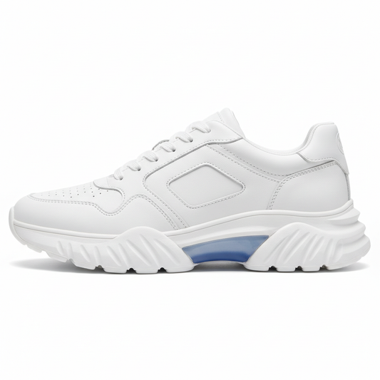 Classic White Leather Sneakers - Side View