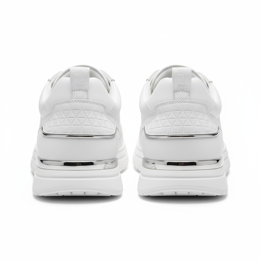 Classic White Leather Sneakers - Back View