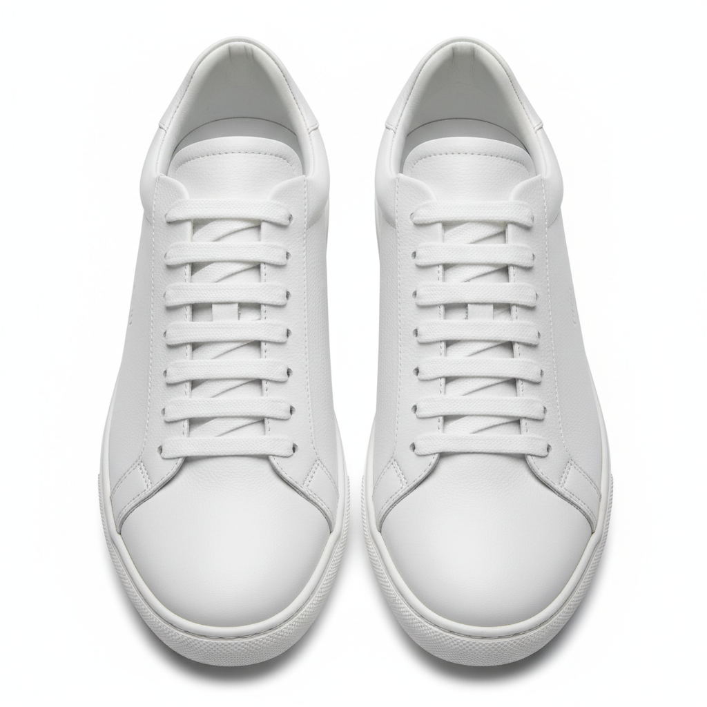 Classic White Leather Sneakers - Top View