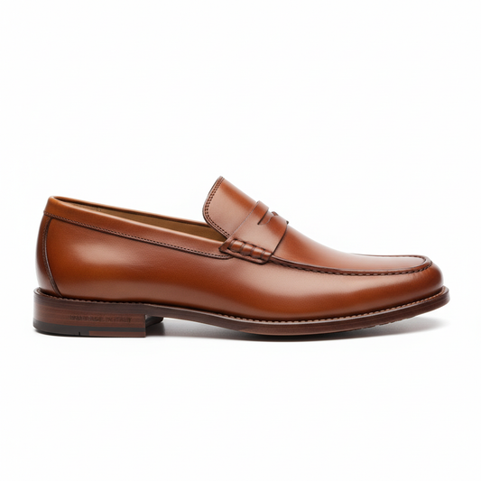 Premium Brown Leather Loafers - Side View