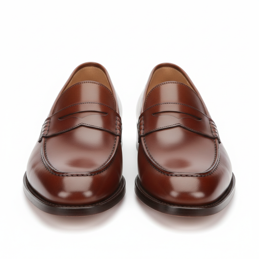 Premium Brown Leather Loafers - Front View