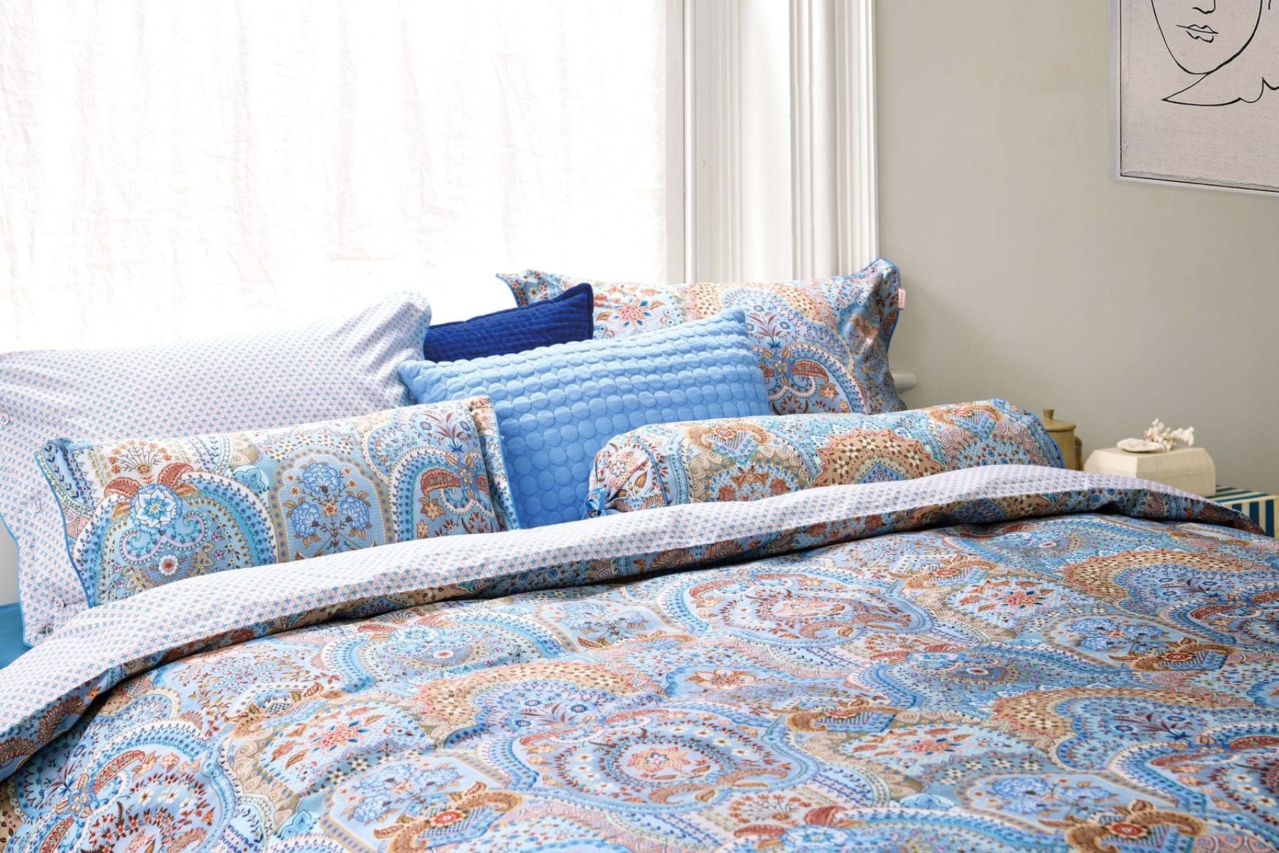 Pip Studio Jabali Flower Blue – Παπλωματοθήκη 220×260 cm + 2 Μαξιλαροθήκες