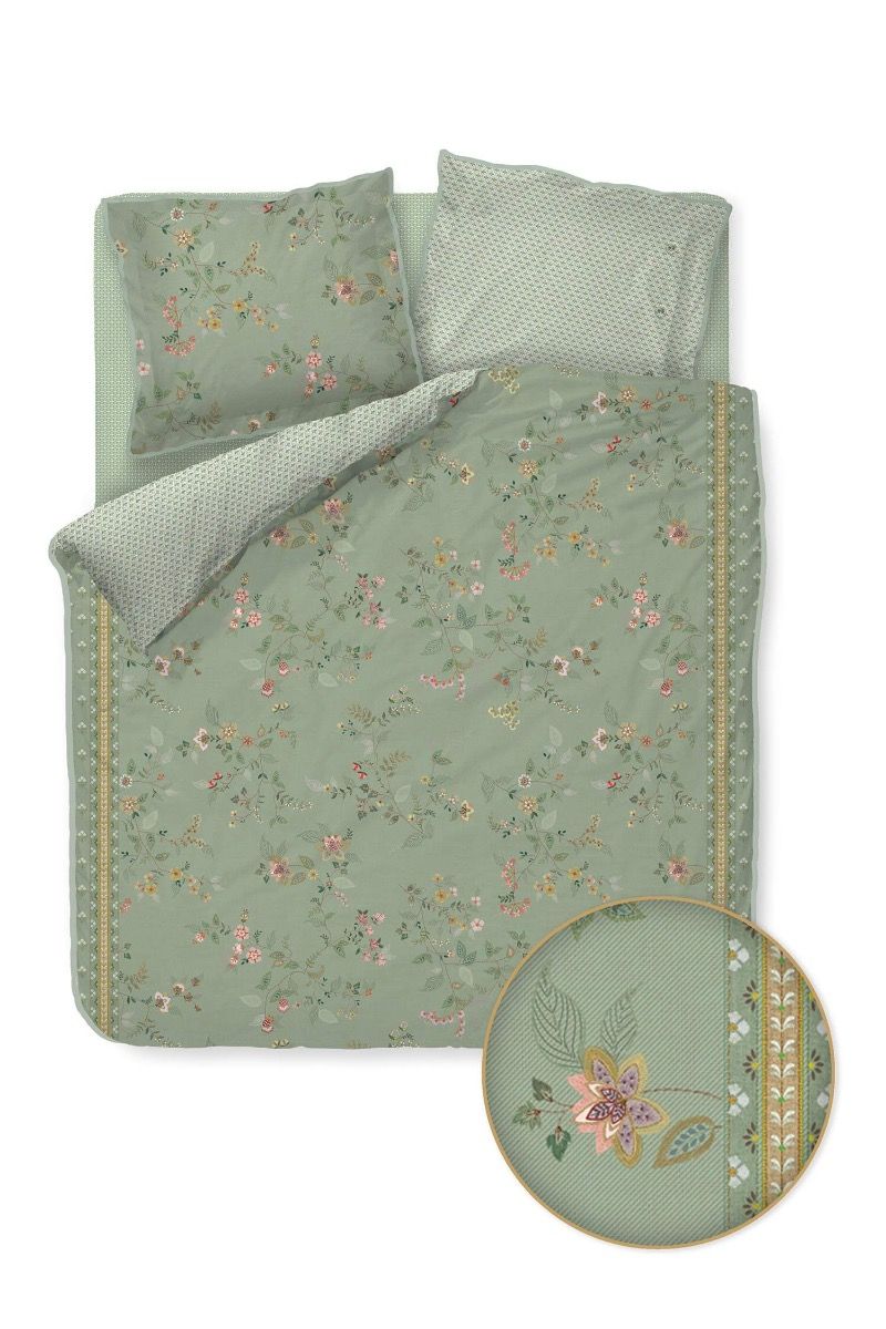 Pip Studio Kili Flower Green – Παπλωματοθήκη 220×260 cm + 2 Μαξιλαροθήκες