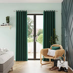 Valgreta Peacock Green Velvet Lined Eyelet Curtains – 228×228 cm (Ζεύγος)