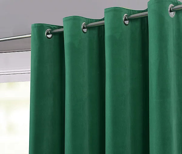 Valgreta Peacock Green Velvet Lined Eyelet Curtains – 228×228 cm (Ζεύγος)