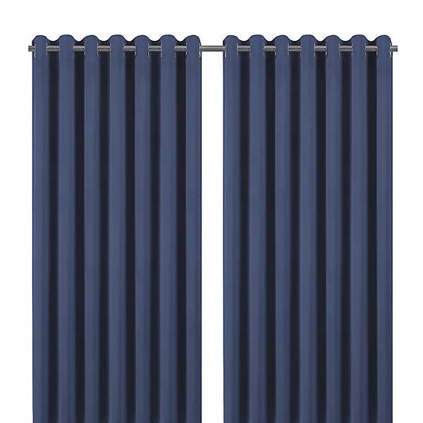 Valgreta Deep Navy Velvet Lined Eyelet Curtains – 228×228 cm (Ζεύγος)
