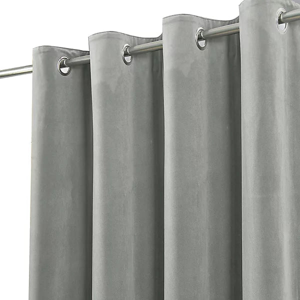 Valgreta Light Grey Velvet Lined Eyelet Curtains – Ζεύγος