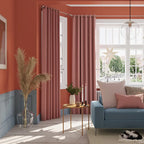 Valgreta Old Rose Velvet Lined Eyelet Curtains – 228×228 cm (Ζεύγος)