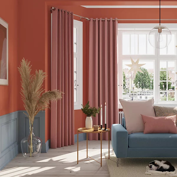 Valgreta Old Rose Velvet Lined Eyelet Curtains – 228×228 cm (Ζεύγος)