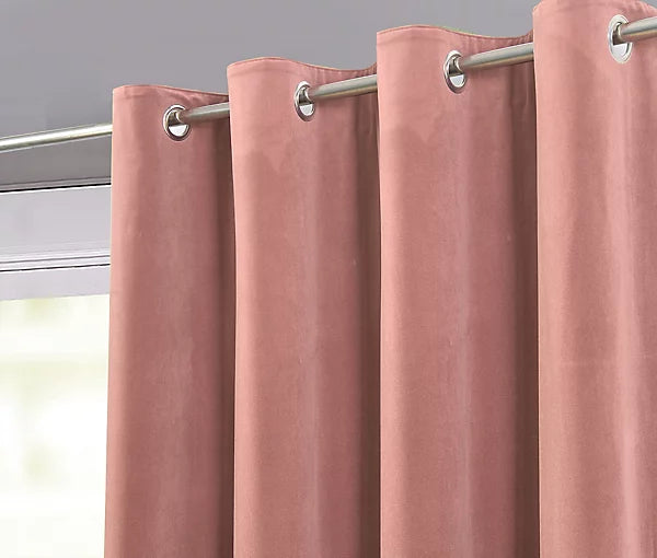 Valgreta Old Rose Velvet Lined Eyelet Curtains – 228×228 cm (Ζεύγος)